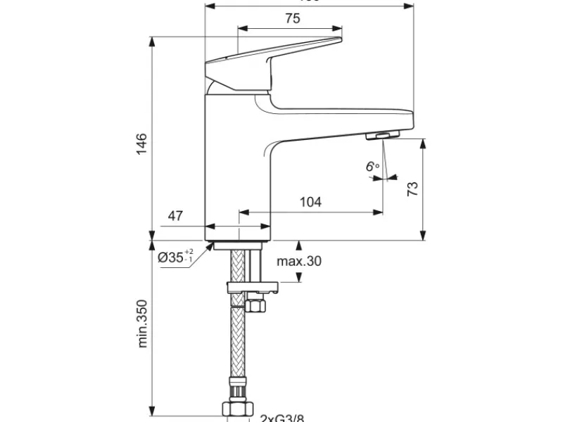Discount Waschtischarmatur Ceraplan H75 ohne Ablaufgarnitur Schwarz Matt Einhebelmischer