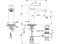 Ideal Standard Einhebelmischer<Waschtischarmatur Connect Air Grande Silver Storm Silber