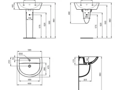 Clearance Ideal Standard Waschtisch Eurovit 60 cm 1 Hahnloch mit Überlauf Weiß