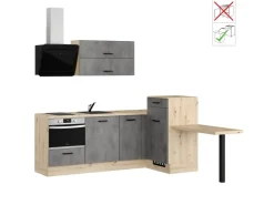 Discount Impuls Küchen Einbauküche IBZ4350HL 225 x 241 cm Beton-Optik ohne E-Geräte