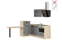Discount Impuls Küchen Einbauküche IKZ13509H 225 x 241 cm Beton-Optik mit E-Geräten