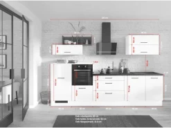 Best Küchenzeile IBZ4320BL 320 cm Hochglanz ohne E-Geräte Einbauküchen|Kühlschränke