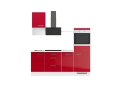Discount Impuls Küchen Küchenzeile IBZ4215R4 215 cm Hochglanz ohne E-Geräte Rot