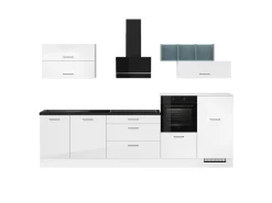 Clearance Küchenzeile IKZ1320LA 320 cm Hochglanz mit E-Geräten Winkelküchen|Kühlschränke