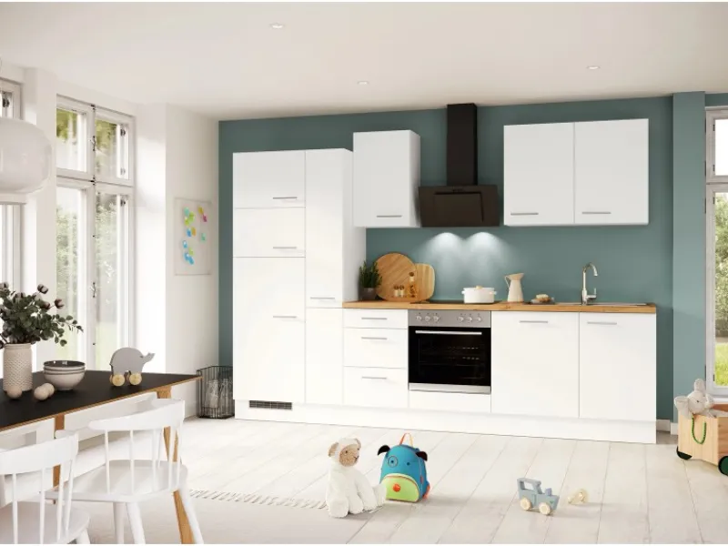 Küchenzeile IKZ1310V7 310 cm mit E-Geräten Winkelküchen|Besteckkästen