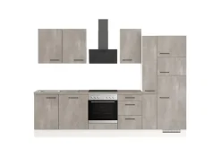 Clearance Impuls Küchen Küchenzeile IKZ1310X8 310 cm -Optik natur mit E-Geräten Beton