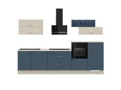 Discount zeile 320 cm ohne E-Geräte Alby Blue rechts Schrankküchen