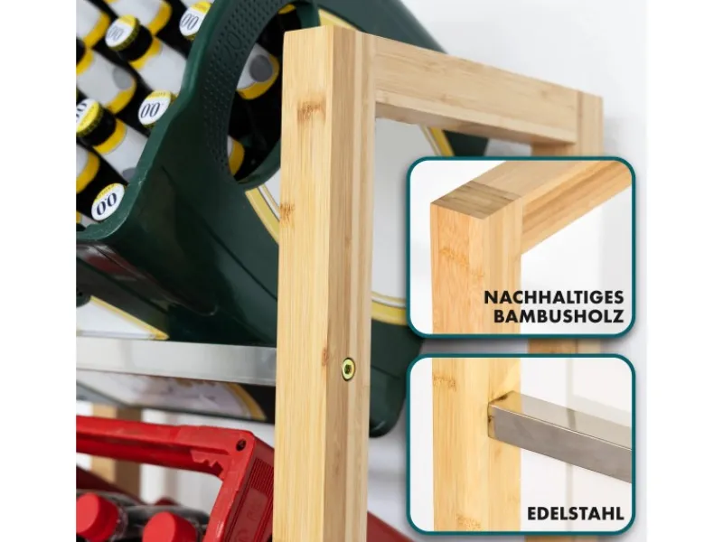 Bambus-Flaschenkastenständer Flash - Robustes Lagerregal für Büro, Küche, Garage oder Flur - 112 x 56 x 32 cm Küchen-Ordnungssysteme|Küchenregale