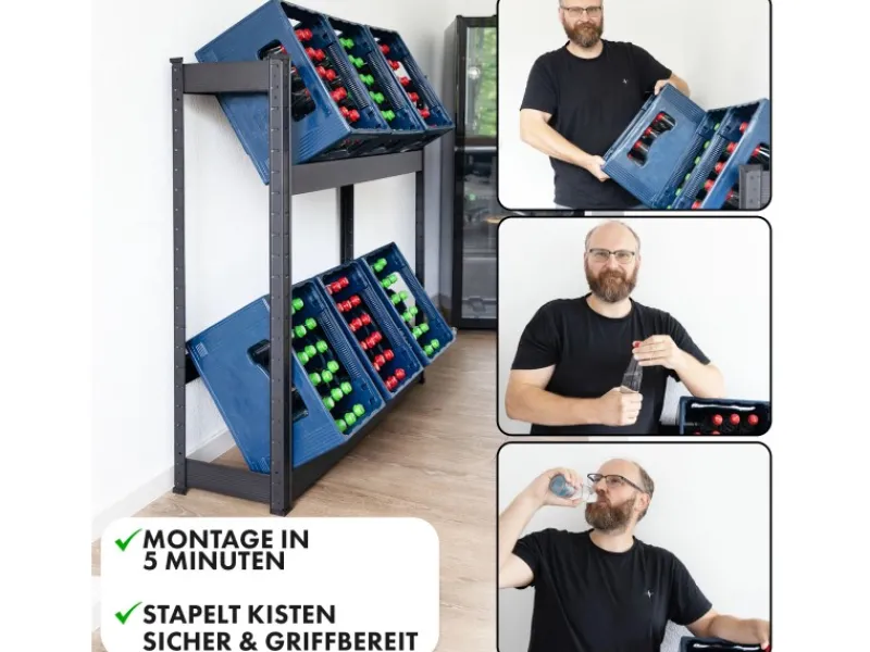 Online Flaschenkastenständer Osaka Getränkekistenregal für 6 Kästen 110 x 110 x 30 cm Küchenregale