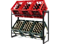 Discount Karat Flaschenkastenständer Kenji - Robustes Lagerregal für Büro, Küche, Garage oder Flur - Schwarz - 104 x 32 x 82 cm
