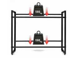 Discount Karat Flaschenkastenständer Kenji - Robustes Lagerregal für Büro, Küche, Garage oder Flur - Schwarz - 104 x 32 x 82 cm
