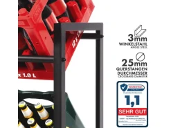 Discount Karat Flaschenkastenständer Kenji - Robustes Lagerregal für Büro, Küche, Garage oder Flur - Schwarz - 104 x 32 x 82 cm