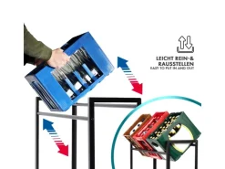 Discount Karat Flaschenkastenständer Kenji - Robustes Lagerregal für Büro, Küche, Garage oder Flur - Schwarz - 104 x 32 x 82 cm