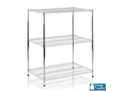 Online Karat Gitterregal Everest 210 kg Belastbarkeit 3 Böden Verchromt 60 x 35 x 90 cm