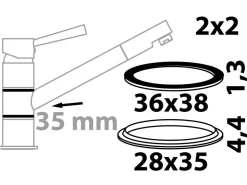 Kirchhoff Lippendichtung und Gleitring für Schwenkarmatur 35 mm 2 x 2 Stück