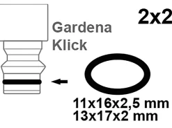 New Kirchhoff O-Ring Gummi für Gardena Klicksystem 2 Größen Schwarz 2 x 2 Stück
