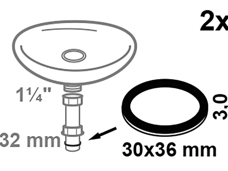 Sale Kirchhoff Quetschring Silikon für Tauchrohr Ø 32 mm Schwarz 2 Stück