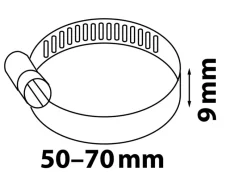 New Schlauchklemme Breite 9 mm Spannbereich 50 mm - 70 mm Edelstahl Wäschetrockner|Gefrierschränke