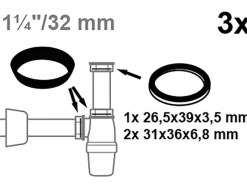 Hot Siphon-Dichtungsset für Waschtisch 32 mm (1 1/4") x 32 mm 3 Stück Gefrierschränke|Kühlschränke