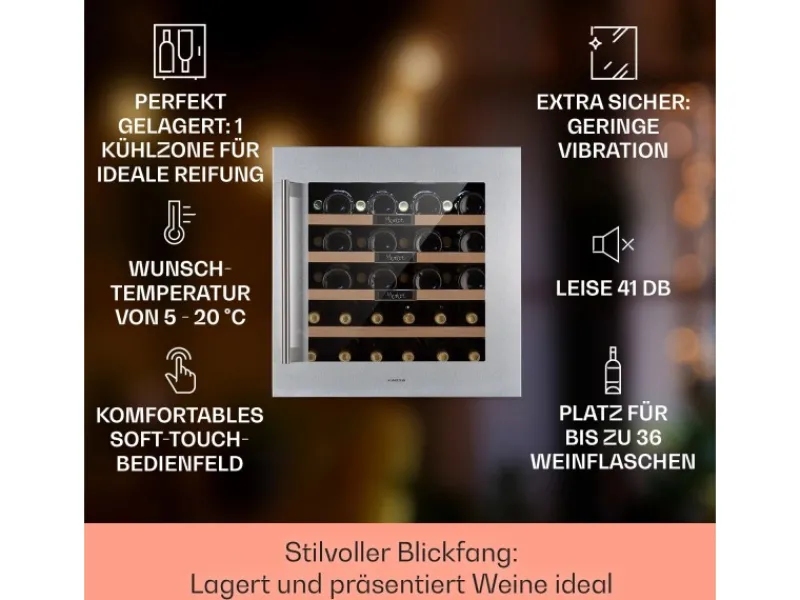 Outlet Vinsider 36 Built-In Uno Einbau-Weinkühlschrank 36 Flaschen 92 L Kühlschränke