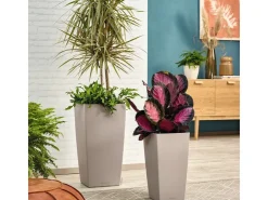 Lechuza Töpfe<® Pflanzgefäß Cubico Color 30 cm x 30 cm x 56 cm Sand Braun
