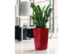 Best ® Pflanzgefäß Cubico Premium 30 Scarlet hochglanz 30 cm x 30 cm Töpfe
