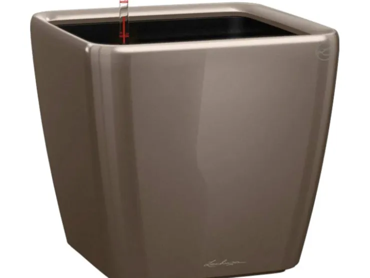 Lechuza Töpfe<® Pflanzgefäß Quadro Premium LS 35 cm x 35 cm x 33 cm hochglanz Taupe