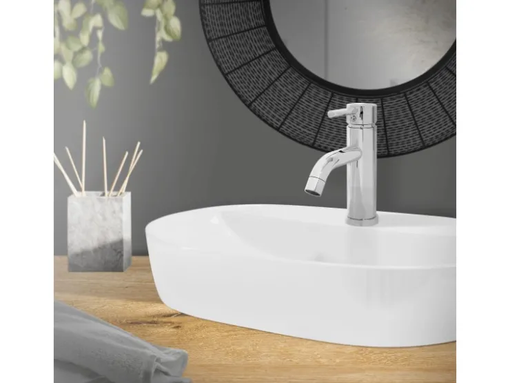 LuxeBath Einhebelmischer<Wasserhahn Bad Klein für Badezimmer Messing Rund Mischbatterie Chrom