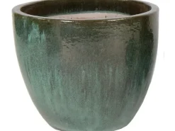 Hot M Collections Pflanztopf Glasiert Egg Pot Ø 38 cm x 32 cm Grün