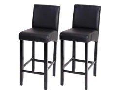 MCW Barhocker C33 2er-Set Matt Dunkle Beine Kunstleder Schwarz