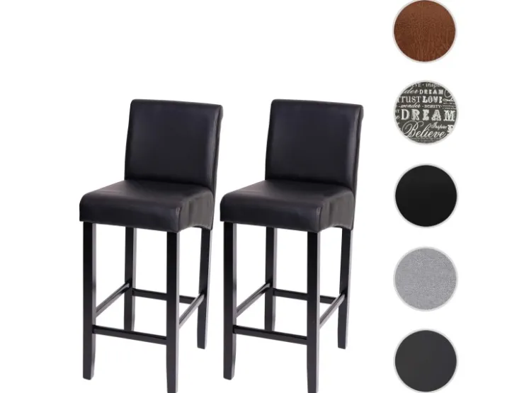 MCW Barhocker C33 2er-Set Matt Dunkle Beine Kunstleder Schwarz