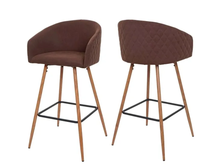 Outlet MCW Barhocker D72 2er-Set Stoff/Textil Braun