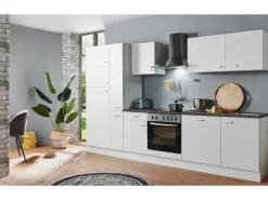 Best Menke Küchenzeile White Classic 310 cm Weiß Kühlschränke|Einbauküchen