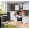 Hot Menke Küchenzeile White Premium Landhaus 300 cm Lacklaminat Weiß Matt-Asteiche Landhausküchen|Kochfelder