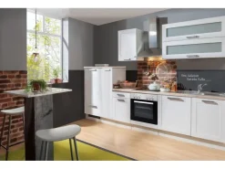 Landhausküchen|Kochfelder<Menke Küchenzeile White Premium Landhaus 310 cm Lacklaminat Weiß Matt-Asteiche