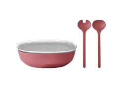 Mepal Geschirr<Silueta Servierschale mit Deckel und Salatbesteck 4000 ml Vivid Mauve