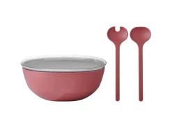 Mepal Geschirr<Silueta Servierschale mit Deckel und Salatbesteck 5000 ml Vivid Mauve
