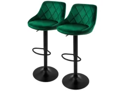New Barhocker 2Er Set aus Samt Grün Gepolsterter mit Rückenlehne Fußstütze Kücheninseln