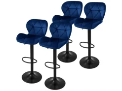 Hot Barhocker 4Er Set aus Samt Blau Gepolsterter Drehbar Hocker Kücheninseln