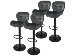 Discount Barhocker 4Er Set aus Samt Grau Gepolsterter Drehbar Hocker Kücheninseln