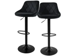 Best Barhocker 2Er Set aus Samt Schwarz mit Rückenlehne und Fußstütze Kücheninseln