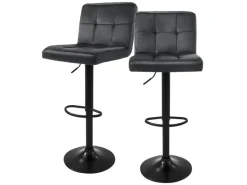 Discount Barhocker 2Er Set aus Samt Grau Gepolsterter Barstuhl mit Rückenlehne Kücheninseln