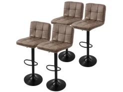 ML-Design Kücheninseln<Barhocker 4Er Set Bezug aus Kunstleder Braun Gepolsterter Barstuhl Braun-Schwarz