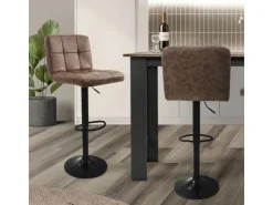 New ML-Design Barhocker Set 2 Kunstleder Braun Gepolsterter Barstuhl mit Rückenlehne