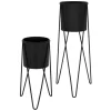 Best Blumenständer 2Er Set Schwarz 27x27x48,5 cm 35,5x34x75 cm aus Stahl Töpfe