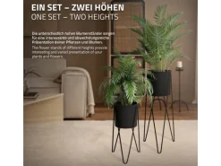 Best Blumenständer 2Er Set Schwarz 27x27x48,5 cm 35,5x34x75 cm aus Stahl Töpfe
