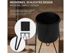 Best Blumenständer 2Er Set Schwarz 27x27x48,5 cm 35,5x34x75 cm aus Stahl Töpfe