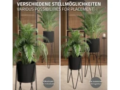 Best Blumenständer 2Er Set Schwarz 27x27x48,5 cm 35,5x34x75 cm aus Stahl Töpfe