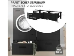 Outlet Doppel Waschmaschinen Untergestell Schubladen Schwarz 128x53,5x31,5cm Waschmaschinen