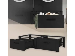 Outlet Doppel Waschmaschinen Untergestell Schubladen Schwarz 128x53,5x31,5cm Waschmaschinen